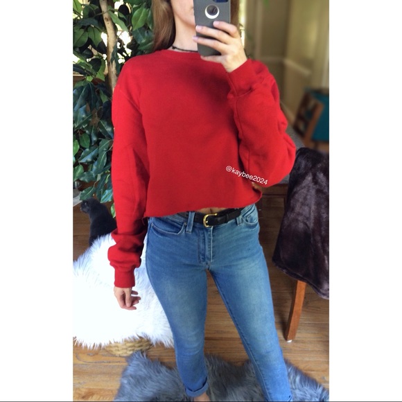 champion red cropped sweater